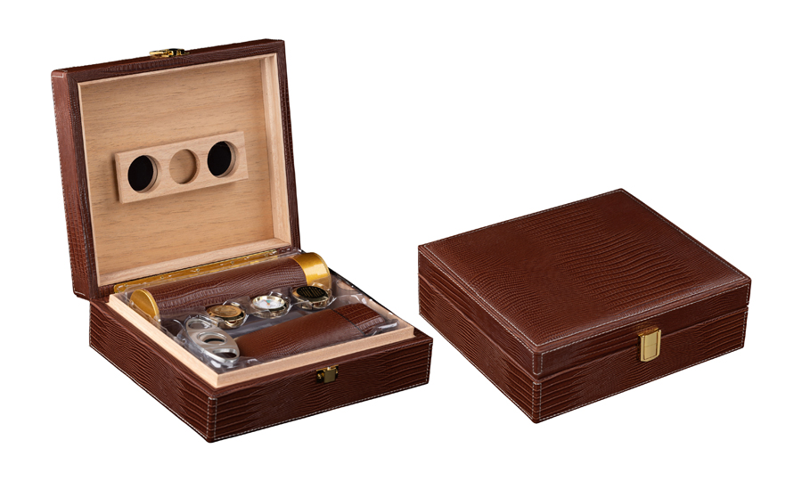 Alligator (Brown) - 25 Ct. Brown Leather GIFT Set w/ Matching Accessories