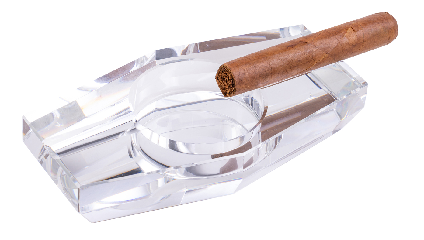 Hexagon Crystal Ashtray - 2 Cigar Hexagon Crystal Ashtray in GIFT Box