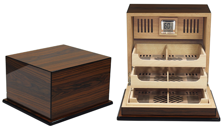 ElEvatE (Rio RosEwood) - 150 Ct. LacquEr Humidor w/ Articulating Multi-TiEr Tray SystEm (Rio RosEwoo