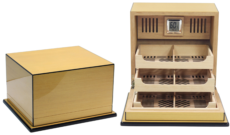 Elevate (Pear WOOD) - 150 Ct. LaCquer Humidor w/ ArtiCulating Multi-Tier Tray System (Pear WOOD)