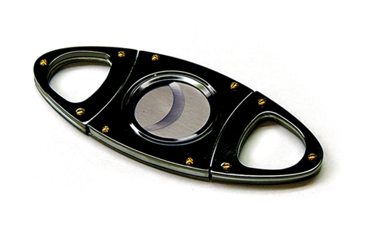 200 Series Guillotine Cutter (Gun Metal) - Gun Metal Cutter in Black GIFT Box - Double Blade (56 Rin