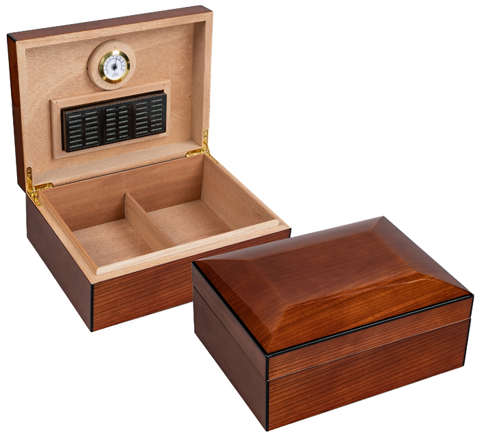 ''Napoli IMPERFECT - Holds Up to 75 Cigars
   High Gloss Dark Burl WOOD Grain
   Smooth Dome Shaped T